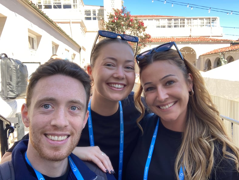 Alex getting a selfie with the LSKD team in the Ebell garden!