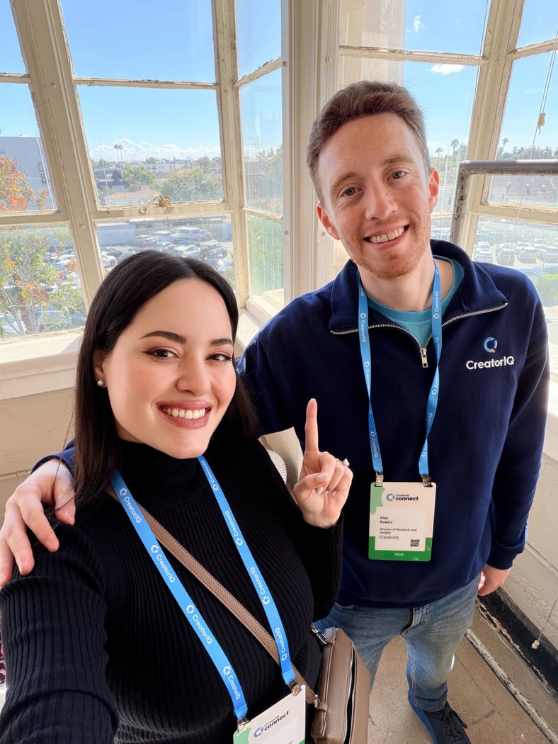 An Alex and Kimi, CreatorIQ's Social Media Manager, selfie!