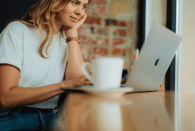 woman working on laptop