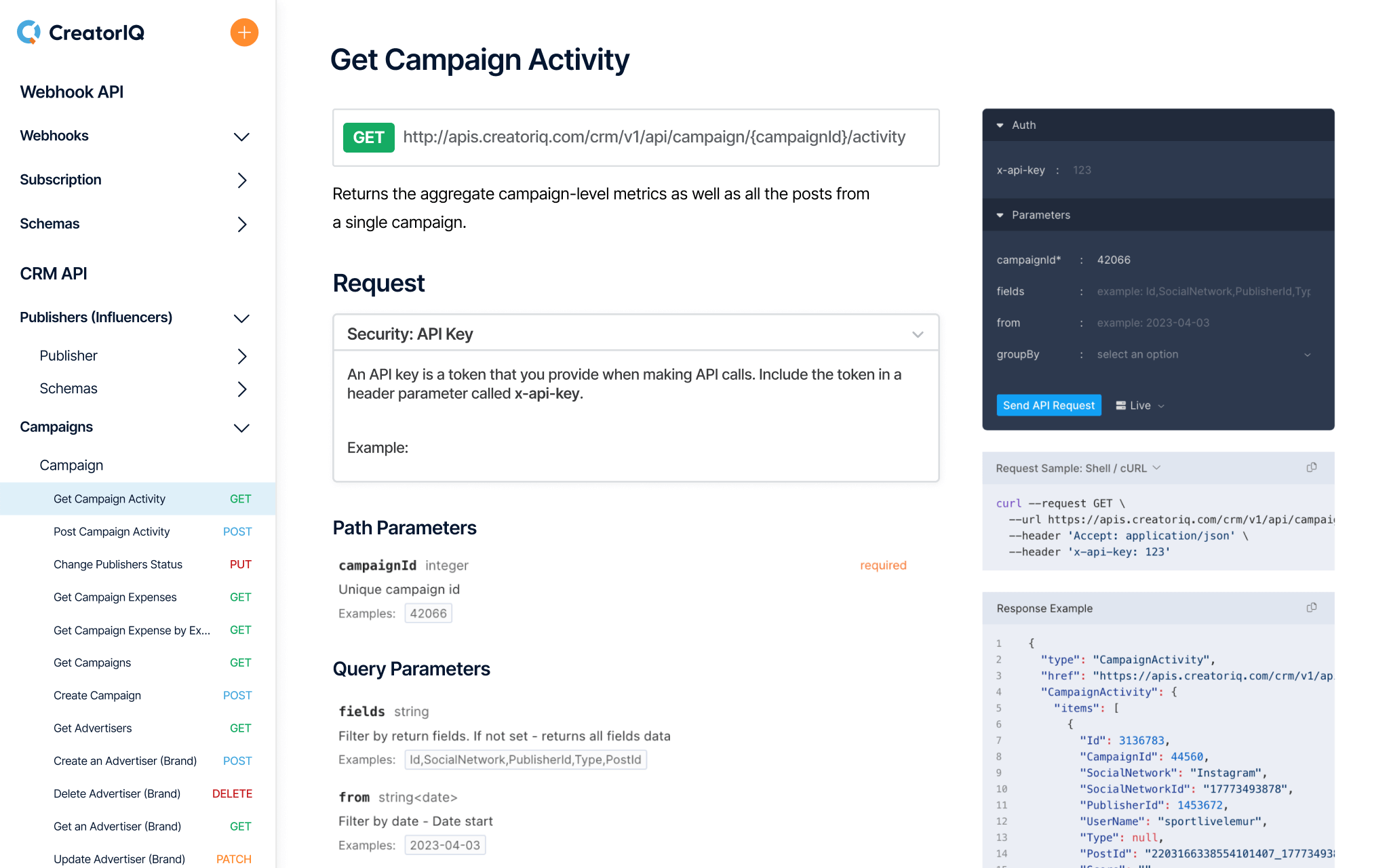 CreatorIQ API integrations connecting creator data with enterprise tools