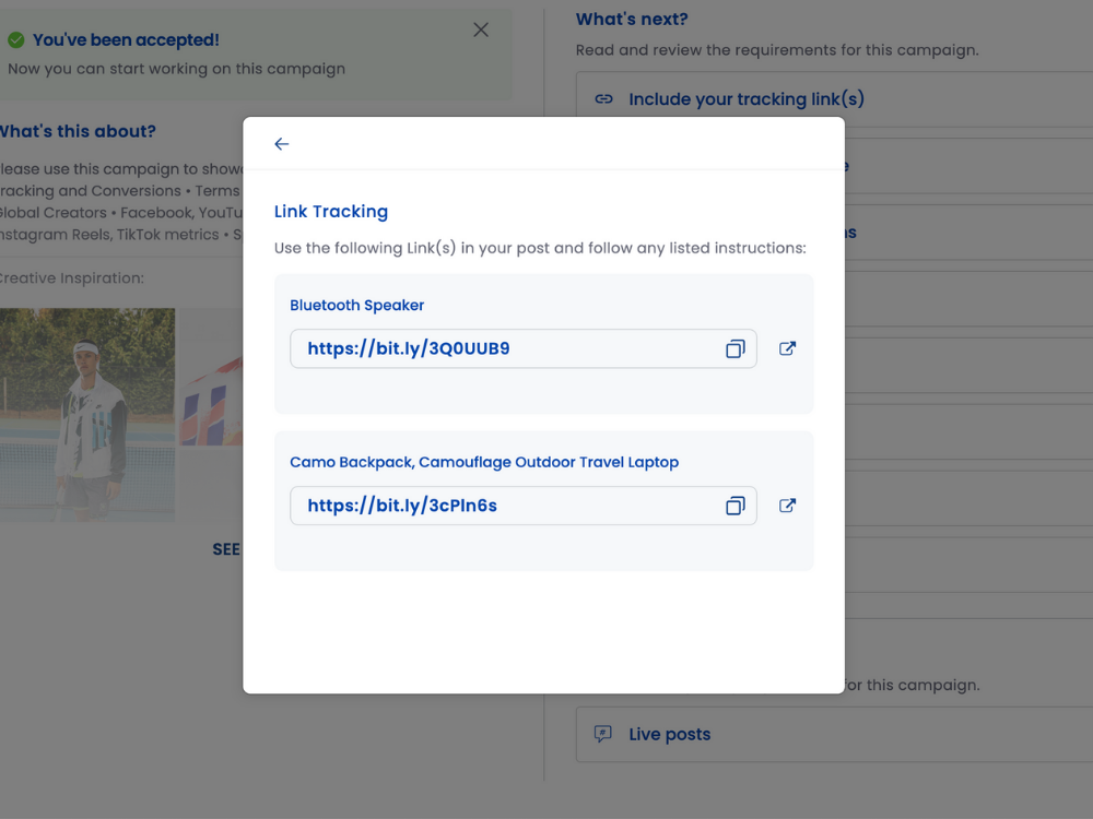 CreatorIQ Convert_Link Tracking_Creator View_Small