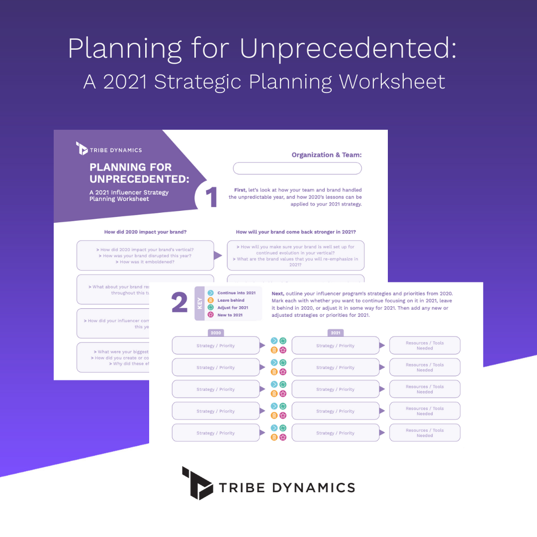 A preview of Tribe Dynamics' free downloadable "Planning for Unprecedented: 2021 Strategic Planning Template.".