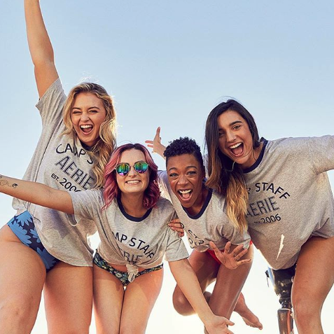 Aerie models pose for a photo