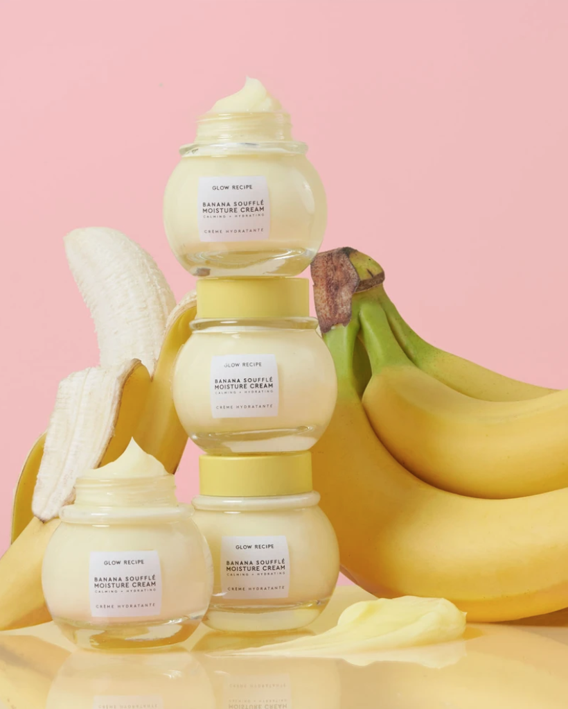 An advertisement for Glow Recipe’s Banana Soufflé Moisture Cream.