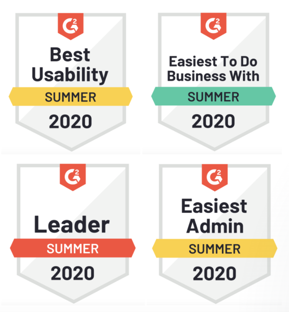 Tribe Dynamics’ Summer 2020 awards for Best Usability, Easiest Admin, Easiest to Do Business With, and Leader, from SaaS review platform G2.