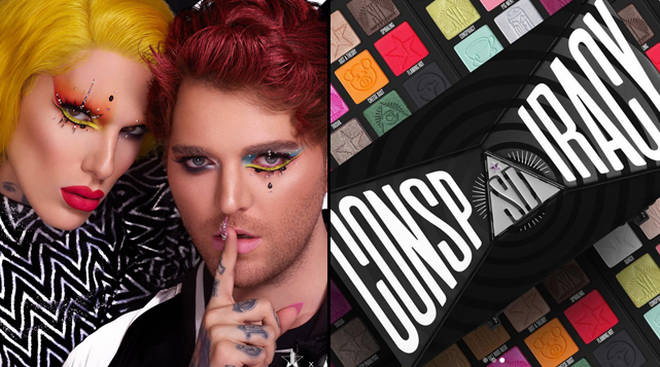 Jeffree Star poses with Shane Dawson next to the Conspiracy Palette. 