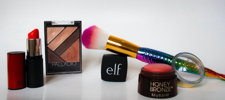 Beauty products from various brands, including E.L.F., by Rosy Nguyen. 