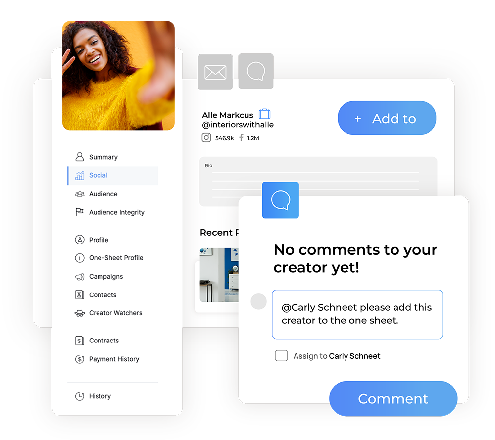 Stay connected with built-in team collaboration and creator communication