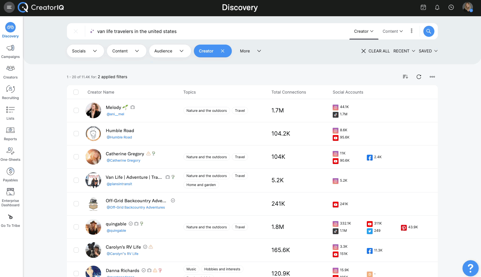 CreatorIQ product screenshot